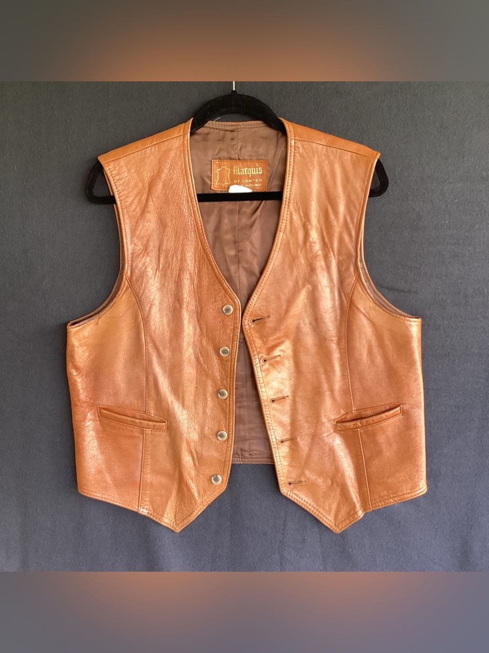 Vintage Marquis of London leather vest western cowboy made in Canada